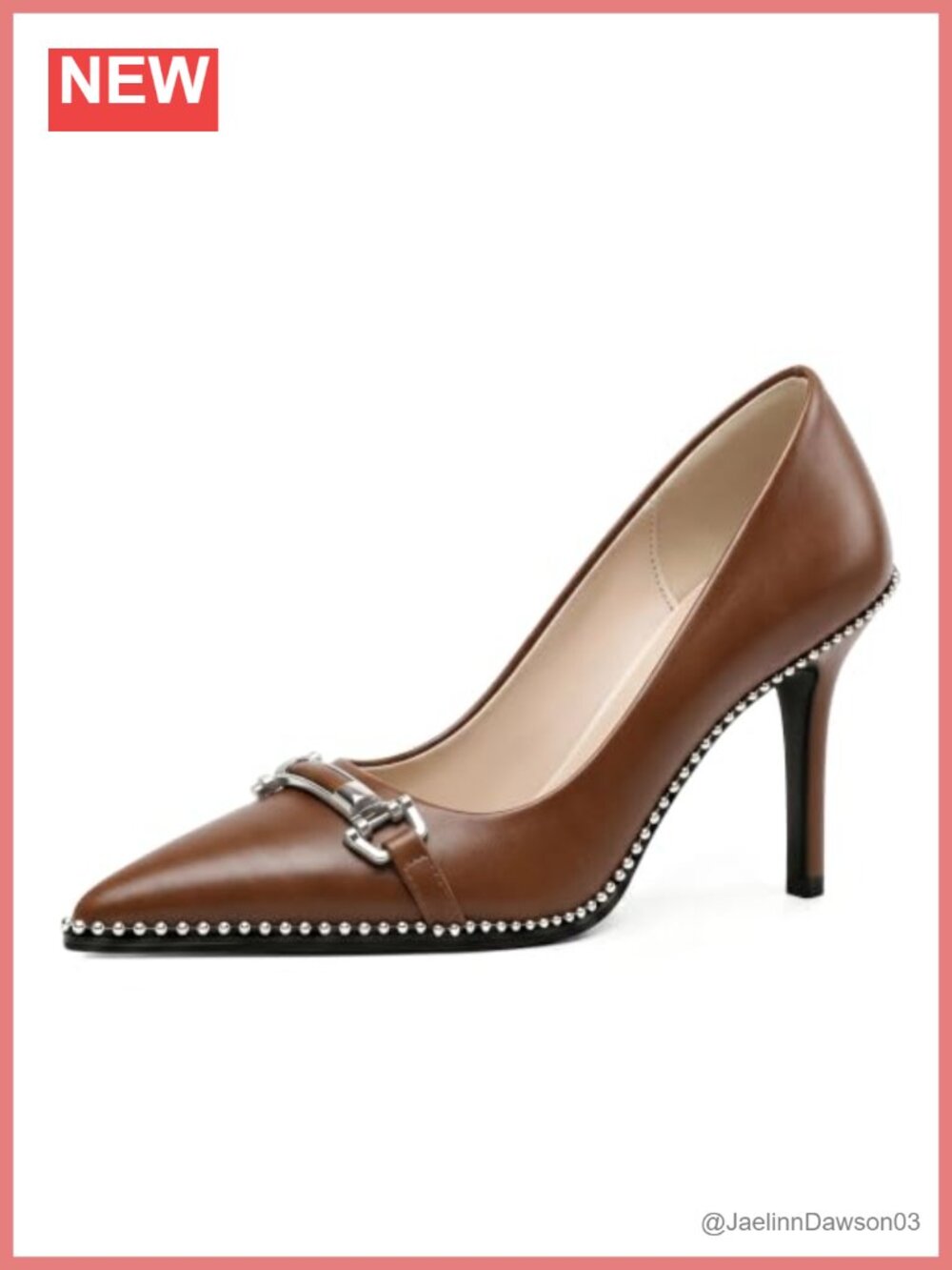 Stiletto Heel Pumps Pointed Toe Beaded Heels 3.5 Inch